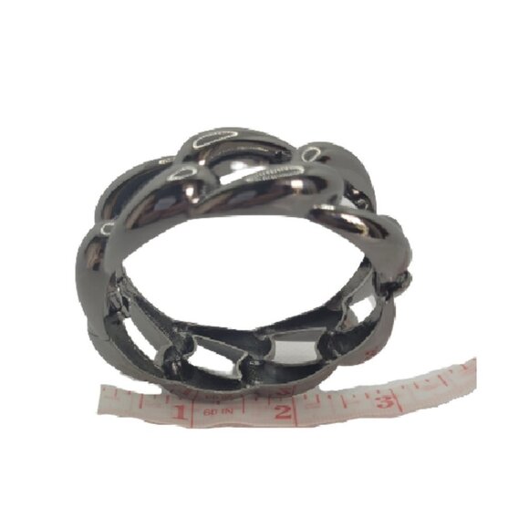 Women's Bracelet, High Polished Dark Metal Chain-link Cuff Bangle - Picture 3 of 4
